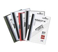Durable Duraclip Original 30 Carpeta de Pinza, A4, 25 piezas, blanco | blanco dossier con clip de acero para 30 hojas, tapa frontal transparente, para documentos A4 sin perforar