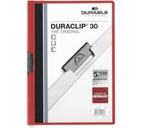 Durable Duraclip Original 30 Carpeta de Pinza, A4, 25 piezas, rojo, 220003 | Dossier con pinza lateral de acero, capacidad 1-30 hojas, para documentos sin perforar, tapa frontal