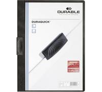 Durable Duraquick Carpeta de Pinza para 20 Hojas, 20 piezas, negro, 227001 | Cubierta frontal transparente, tapa trasera rígida de color, pinza de plástico elástica, formato A4, Made in Germany