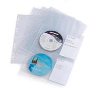 Durable Funda CD/DVD Sleeve Cover Light M, paquete de 10 bolsillos, 523819 | Transparente, perforación universal para carpetas de palanca y de anillas, 4 CDs por caja