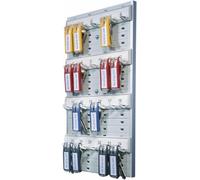 Durable KEY BOARD Panel para Llaves, para 24 Llaveros, gris, 195610 | Tablero de pared, incluye 6 llaveros Key Clip, tiras de altura ajustable, 21.5 x 36.2 x 3.2 cm, Made in Poland