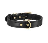 Durable Leather Dog Collar Real Leather Dog Collars Adjustable For Medium Large Dogs German Shepherd Training Hunting Brown(Black,M)