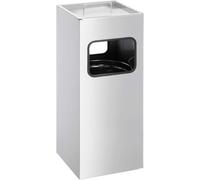 Durable Papelera de Metal con Cenicero, Cuadrada, plata, 333123 | plata acero, capacidad para papel y ceniza, 2 aberturas laterales, cubo interior extraíble, con arena