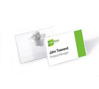 Durable placa identificativa con abrazadera de pvc, 90 x 54 mm, transp