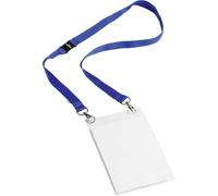Durable Portanombres A6 con cinta Dúo PP, 10 piezas, azul, 852502 | Con correa textil de 88 cm y dos mosquetones, bolsillo extra para tarjetas de visita