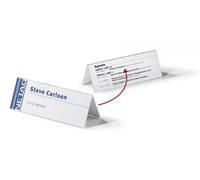 Durable Portanombres de mesa 61/122x150 mm, 10 piezas, 803319 | Acrílico transparente para lectura por ambos lados, 61/122 x 150 mm, insertos de papel intercambiables, Made in Poland