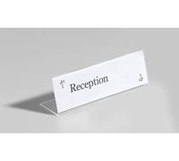 Durable Portanombres de Mesa en L, 10 piezas, transparente, 803119 | Soporte de acr3 lico robusto, 61 x 210 mm, para oficinas y seminarios, compatible con Badgemaker 146002, Made in Poland