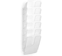 Durable set dispensador de folletos Flexiplus Duo (formato A4 vertical) transparente, 6 compartimentos con 2 juegos de fijación, división individual