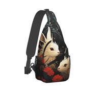 Durable Sling Bag Rabbit Sticking Out Its Head Bolsa De Pecho Multiusos Bolso De Pecho Para Hiking, Gimnasio, Colegio