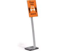 Durable Soporte de Suelo Info Sign, A3, Retrato y Paisaje, plata, 481323 | Panel informativo de aluminio, base estable, altura regulable, angulo de lectura ajustable 10 grados