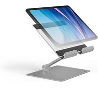 Durable Soporte Mesa para Tablet y Smartphone, Ajustable, Plata, 893523 | Base de aluminio para dispositivos de hasta 13 pulgadas, carga hasta 1 kg, diseño plegable con almohadillas de silicona