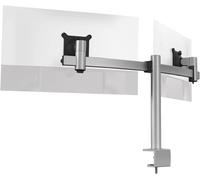 Durable Soporte para 2 monitores Pro con abrazadera de mesa, para pantallas VESA de 21-27", giratorio en 360°, inclinable, ajustable en altura, 508523, plata