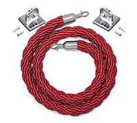 Durable Stanchion Ropes for Crowd Control,Extra Long Nylon Hemp Rope with Snap Hook, Outdoor Restaurant Entrance VIP Cord(Silver Hook,0.9m/2.95ft)