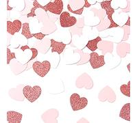 Durable Surprise - Confeti de papel con purpurina para decoración de mesa de boda, baby shower, cumpleaños, Corazón Rosa Blanco