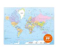 Durable Vade de escritorio diseño de mapa del mundo, 380 x 500 mm, 723119 | Polipropileno totalmente sellado y lavable, ideal para habitaciones infantiles y juveniles, Made in Poland