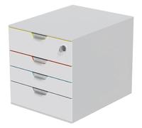 Durable Varicolor Mix Safe 4 Cajonera A4, 4 Cajones, multicolor, 762627 | Sistema de archivo con cerradura, 2 cajones XXL, plástico ABS, etiquetas, 280 x 292 x 356 mm, Made in Germany