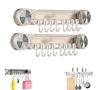 Durable Wall Mounted Inline Vacuum Hooks, No Hole Punching & Waterproof, Large Curved Hooks, Thick Rounded Corners Design, for Kitchen, Bedroom, Bathroom (2PCS-BB)