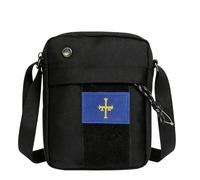 Durabol Bolso Bandolera para Hombre,Con Velcro (Loop-Side),Negro, Estilo Táctico, con Múltiples Compartimentos y Correa Ajustable, Diseño Compacto para Uso Diario (Asturias bordada)