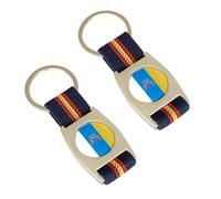 Durabol Llavero con bandera España de Metal/Tela con Comunidad Autónoma españa Pegatina Escudo (Canarias azul)