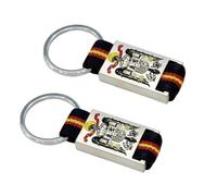 Durabol Llavero Español con Águila de San Juan, Bandera España Nacional, Cinta Roja Amarilla o Azul, Metal y Lona, 8 x 3 cm (Lona Azul españa)