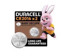 Duracell 2016 pilas de botón de litio 3 V (paquete de 2) - Larga duración garantizada - Tecnología Baby Secure - Para llaves de control remoto, mandos pequeños, relojes deportivos - Embalaje seguro