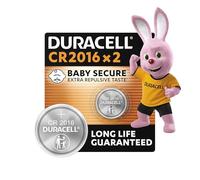 Duracell 2016 pilas de botón de litio 3 V (paquete de 2) - Larga duración garantizada - Tecnología Baby Secure - Para llaves de control remoto, mandos pequeños, relojes deportivos - Embalaje seguro
