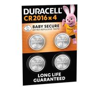 DURACELL 2016 Pilas de Botón de Litio (Paquete de 4) 3V, CR2016 | Larga duración garantizada - Tecnología Baby Secure - Para llaves de control remoto, mandos pequeños, relojes deportivos