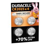 DURACELL 2025 Pilas de Botón de Litio (Paquete de 4) 3V, CR2025