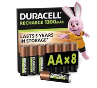 Duracell pilas recargables AA (Paquete de 8), 1300 mAh NiMH, 2000 ciclos de recarga, precargadas, gran duración, con 0% plástico 100% embalaje reciclable