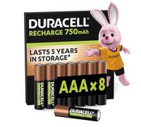 DURACELL AAA Pilas Recargables (Paquete de 8) 1.2V, 750 mAh NiMH | Pilas recargables precargadas y de larga duración, para mandos de videojuegos, embalaje 0% plástico