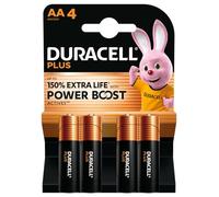 Batería Duracell Plus AA Alcalina 1,5V Pack 4 piezas Negro Oro