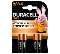 Batería Duracell Plus AAA Alcalina 1,5V Pack 4 unidades Negro Oro