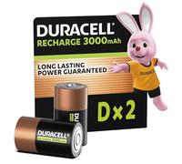 DURACELL D Pilas Recargables (Paquete de 2) 1.2V, 3000 mAh NiMH | Energía de larga duración