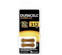 Duracell Pilas para audífonos Easy Tab 312 Zinc Air 1.4V Pack 6 +50% duración, 4 años vida útil