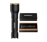 Duracell Linterna LED DF2500R Pro - 2500 lúmenes, enfocable, alcance de 200 m, recargable por USB-C, batería de ion de litio 21700, varios modos de luz, a prueba de salpicaduras, incluye caja de