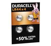 DURACELL LR44 Pilas Alcalinas Especiales (Paquete de 4) 1.5V, A76 | +50 % extra de duración - Termómetros, calculadoras, linternas, relojes y otros - 5 años de vida útil - Prevención de fugas