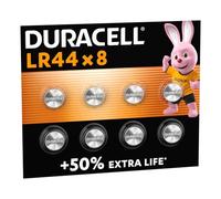 DURACELL LR44 Pilas Alcalinas Especiales (Paquete de 8) 1.5V, A76 | +50 % extra de duración - Termómetros, calculadoras, linternas, relojes y otros - 5 años de vida útil - Prevención de fugas