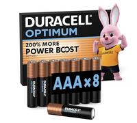 DURACELL Optimum AAA Pilas Alcalinas (Paquete de 8) 1.5V, LR03 | 200% más POWER BOOST ACTIVES - Para dispositivos de alto drenaje - Sistemas de vigilancia