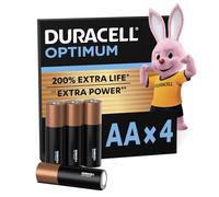DURACELL Optimum Pilas AA (Paquete de 4) - Pilas alcalinas 1,5 V - 200 % más de activos POWER BOOST - Satisface las exigencias de los dispositivos modernos - Envase 100 % reciclable - MX1500