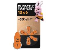 Duracell pilas para audífonos tamaño 13 (paquete de 6) +50 % extra duración, fácil instalación, embalaje 100 % reciclable, 4 años de vida útil garantizada en su envase