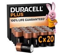 DURACELL Plus C Pilas Alcalinas (Paquete de 20) 1.5V, LR14 | 100% Duración garantizada - Para dispositivos cotidianos - Juguetes, linternas y radios - 10 años de almacenamiento