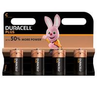 Duracell - Plus C, Pilas Alcalinas (paquete de 4) | 100% Duración garantizada - Para dispositivos cotidianos - Juguetes, linternas y radios - 10 años de almacenamiento