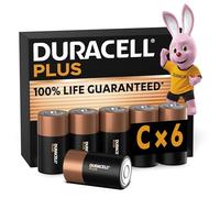 DURACELL Plus C Pilas Alcalinas (Paquete de 6) 1.5V, LR14 | 100% Duración garantizada - Para dispositivos cotidianos - Juguetes, linternas y radios - 10 años de almacenamiento