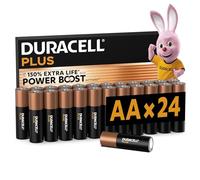 DURACELL Plus Pilas AA (Paquete de 24) - Pilas alcalinas 1,5 V - Hasta un 150 % de duración extra con activos POWER BOOST-Fiabilidad para dispositivos cotidianos-Envase con 0 % de plástico-MN1500