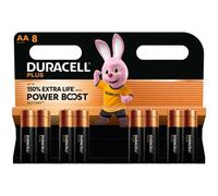 DURACELL Plus Pilas AA (Paquete de 8) - Pilas alcalinas 1,5 V - hasta un 150% de duración Extra con Activos Power Boost-Fiabilidad para Dispositivos cotidianos-Envase con 0% de plástico-MN1500