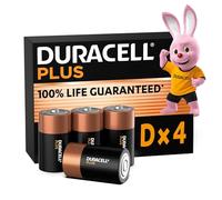 Duracell Plus pilas D (pack de 4) - Alcalinas 1,5 V - 100 % de duración garantizada - Fiabilidad para dispositivos cotidianos - Embalaje sin plástico - 10 años de almacenamiento - LR20 MN1300