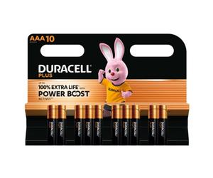Duracell Plus Power Boost 100% Extra Life Pilas alcalinas AAA / MN2400 / LR03 (10 unidades)