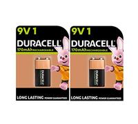 2 pilas Duracell 9 V recargables de 170 mAh (2 blísters de 1 batería) 2 pilas
