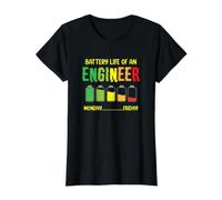 Duración de la batería de un Ingeniero Divertida Semana de ingeniería Camiseta gráfica económica, Mujer, Negro, L