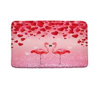 Duradera Alfombra Atrapapolvo Corazón Rojo Rosa Flamingo Romántico Amor Dulce para Pareja Amante Creativo Tapete Alfombra de Ducha 40×60cm para Bañera,Dormitorio,Interior